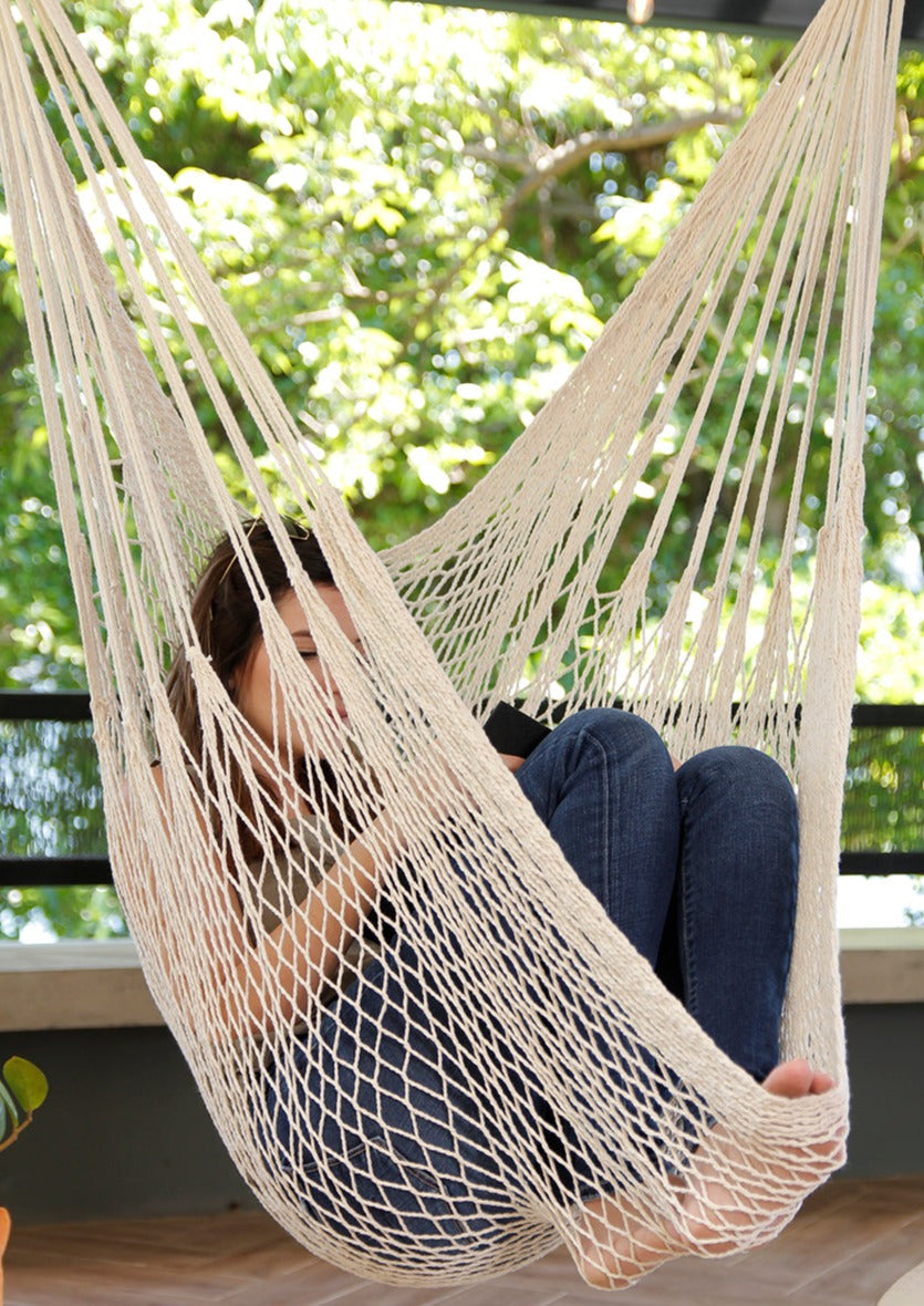 White Woven Macrame Hammock Chair | DIANA