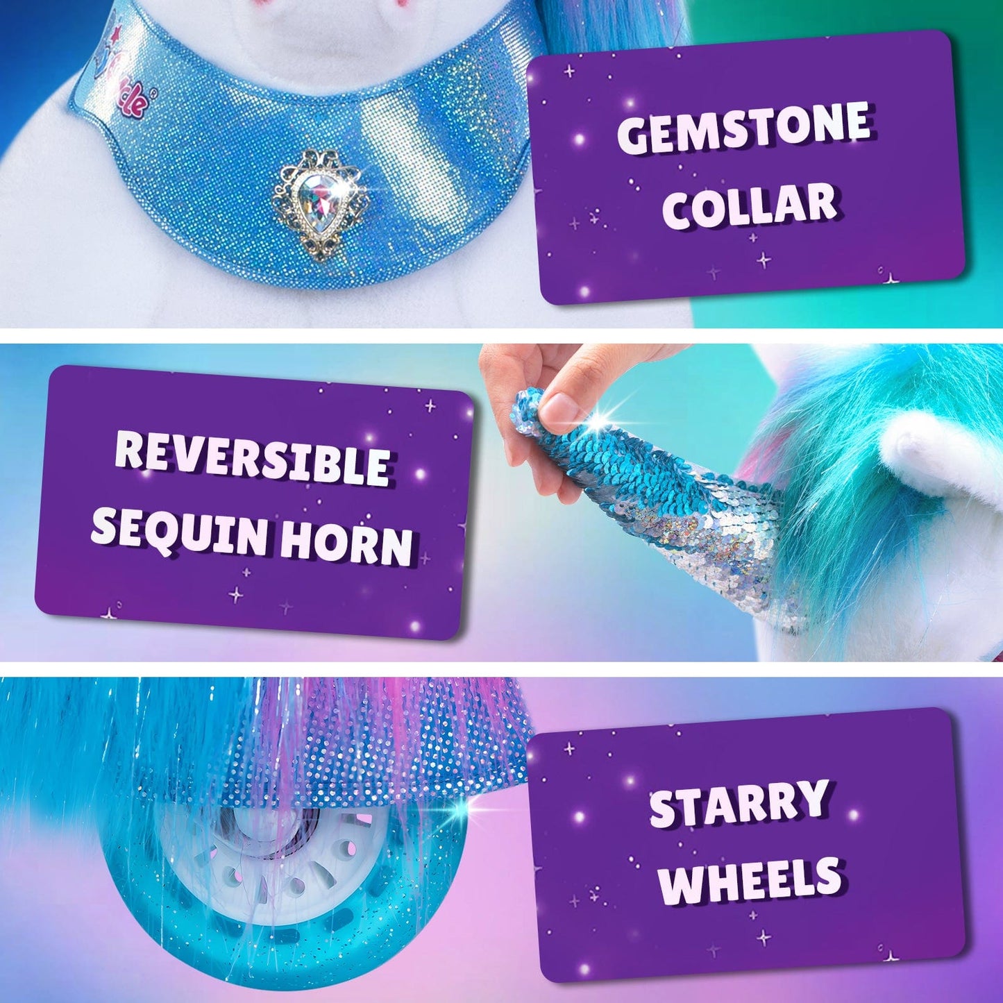 Model Y Rainbow Unicorn Rideable Toy for Age 4-7