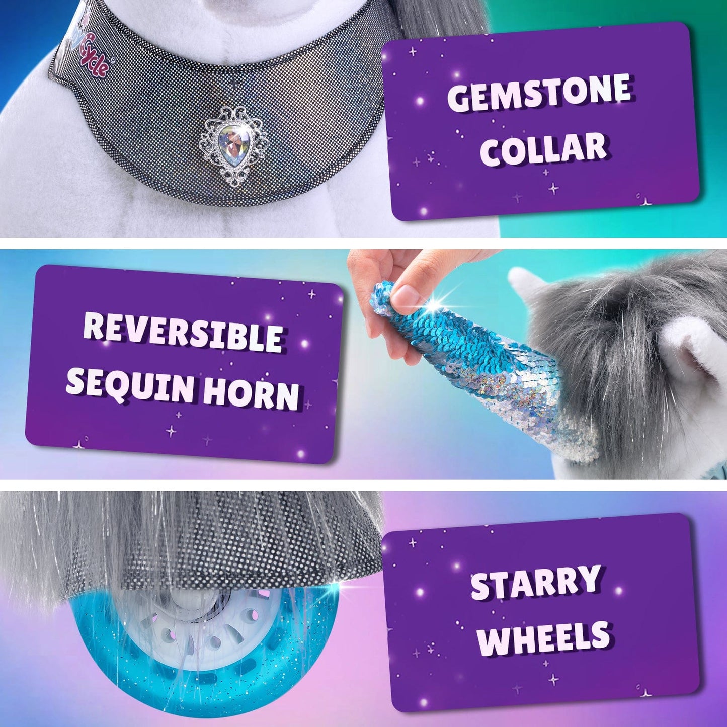 Model Y Grey Unicorn Rideable Toy for Age 3-4