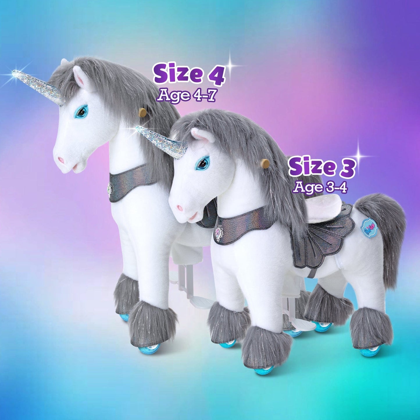 Model Y Grey Unicorn Rideable Toy for Age 4-7