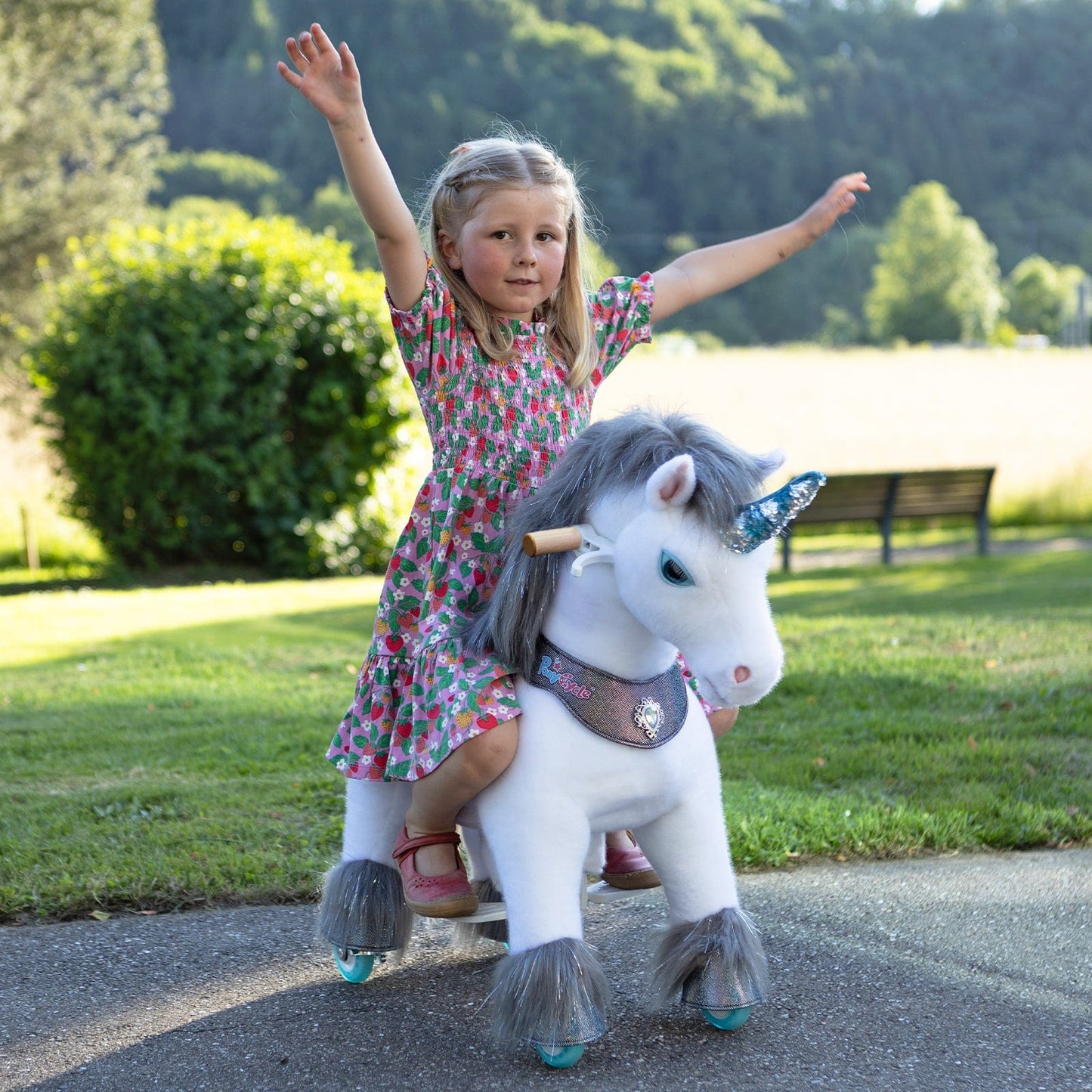 Model Y Grey Unicorn Rideable Toy for Age 3-4