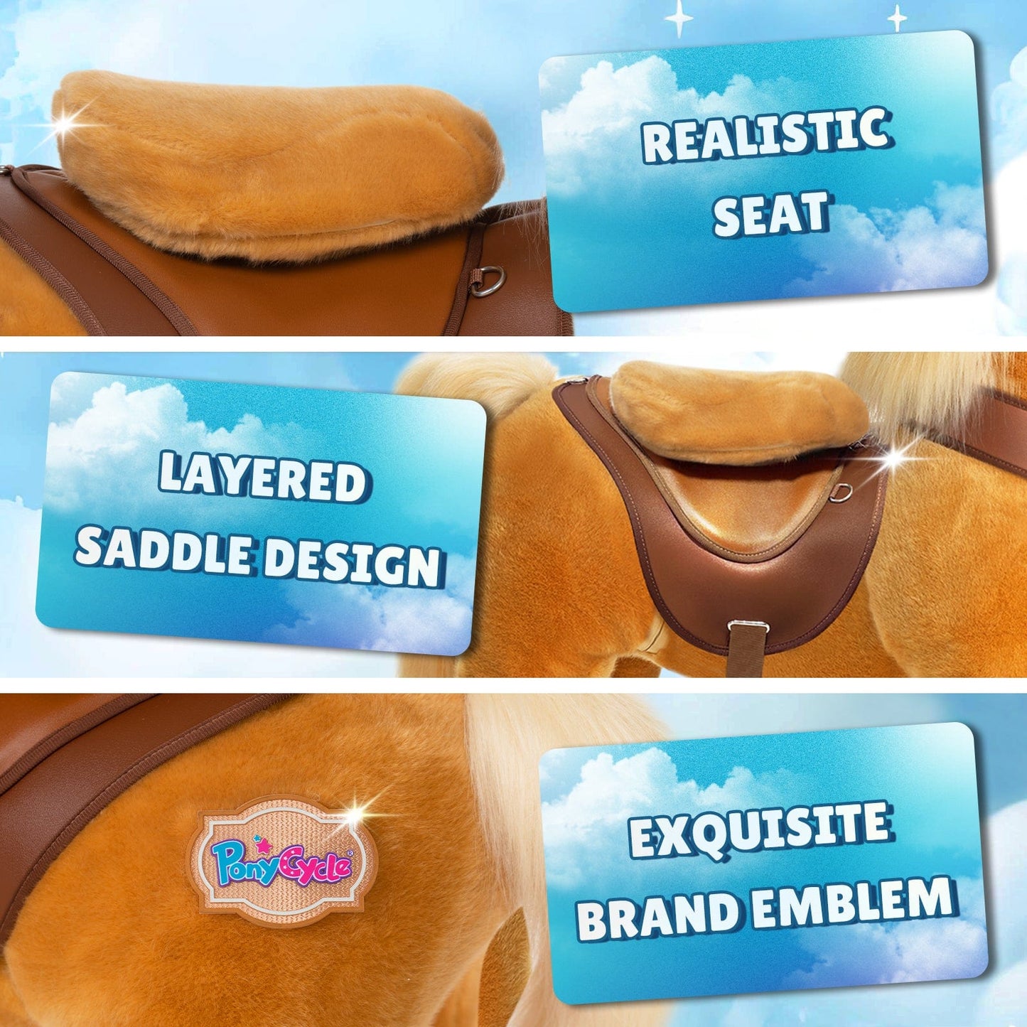 Model Y Light Brown Horse Rideable Toy for Age 3-4