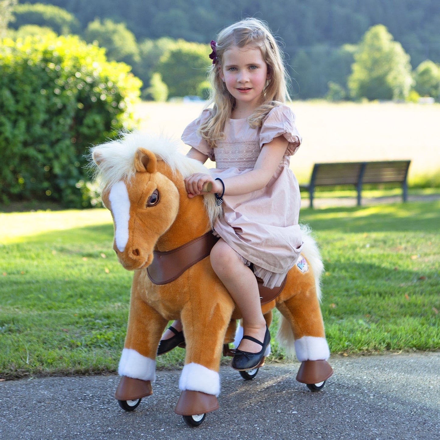Model Y Light Brown Horse Rideable Toy for Age 3-4