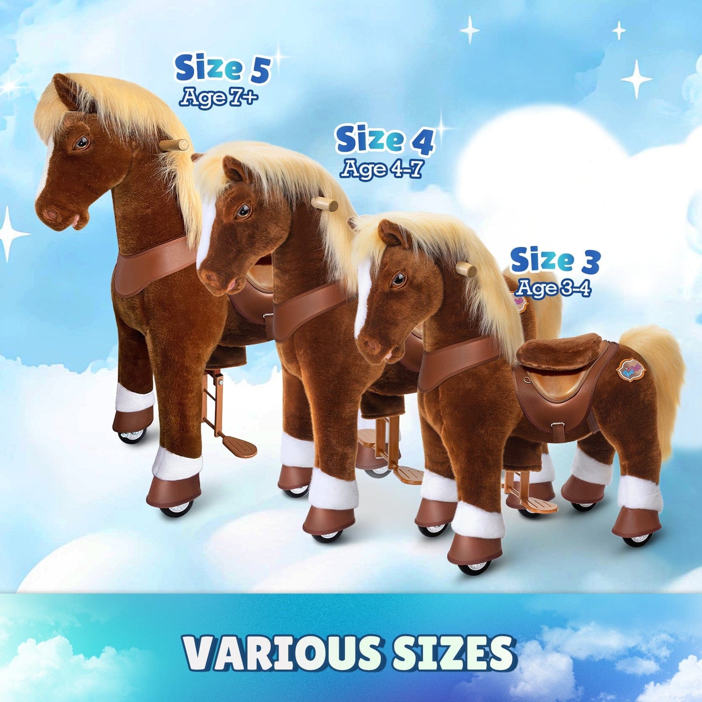 Model Y Brown Horse Rideable Toy for Age 3-4