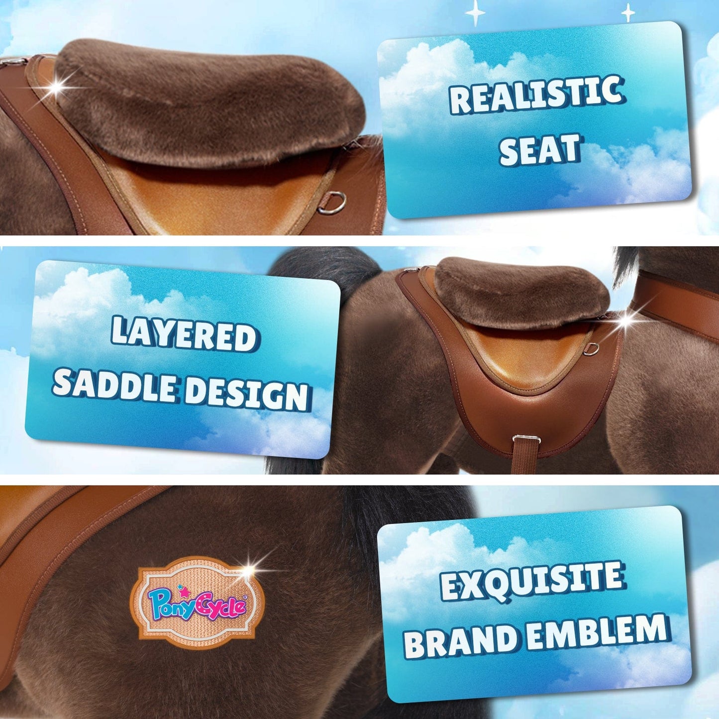 Model Y Chocolate Brown Horse Rideable Toy for Age 4-7