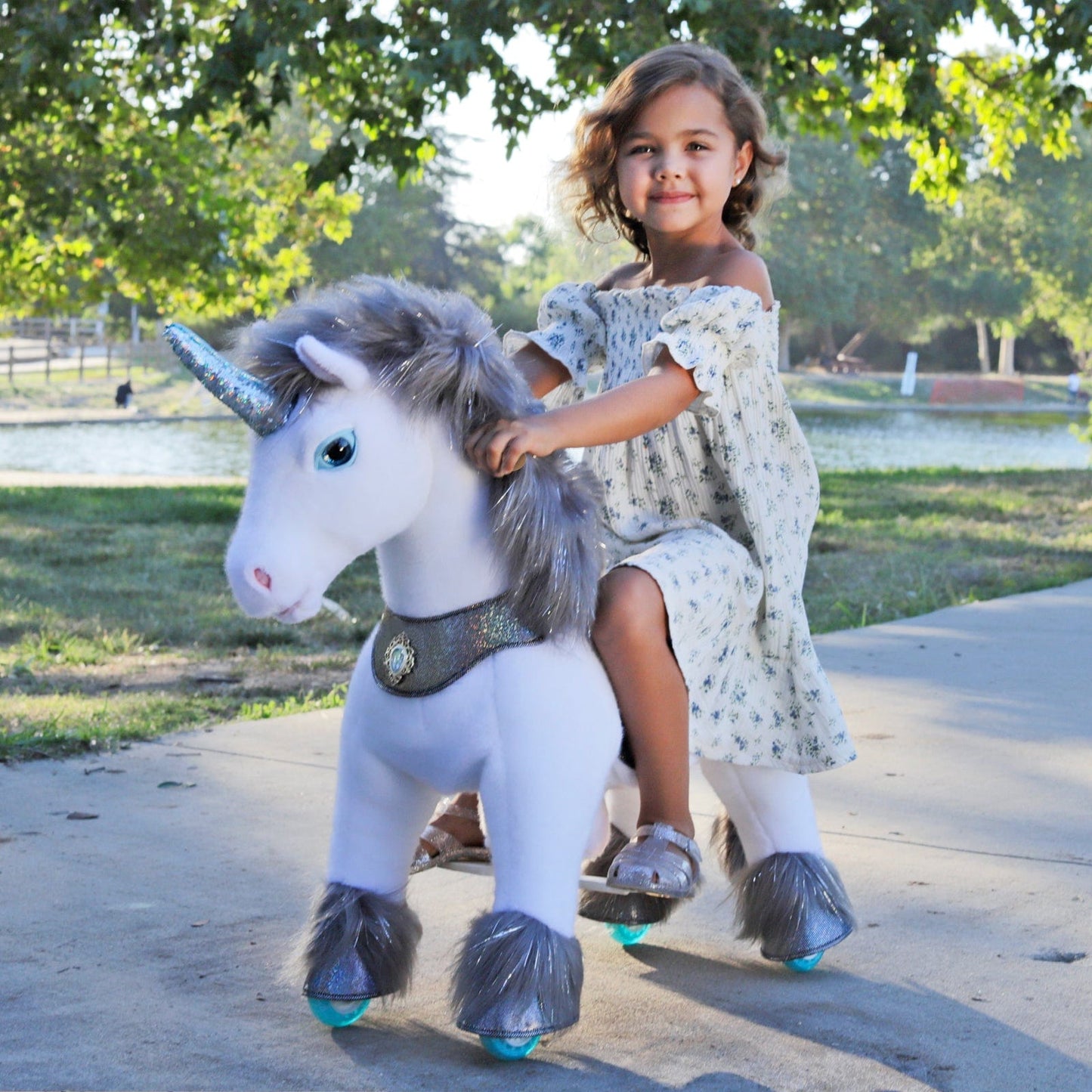 Model Y Grey Unicorn Rideable Toy for Age 4-7